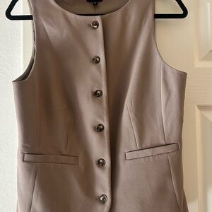 Express Beige Button-Up Vest